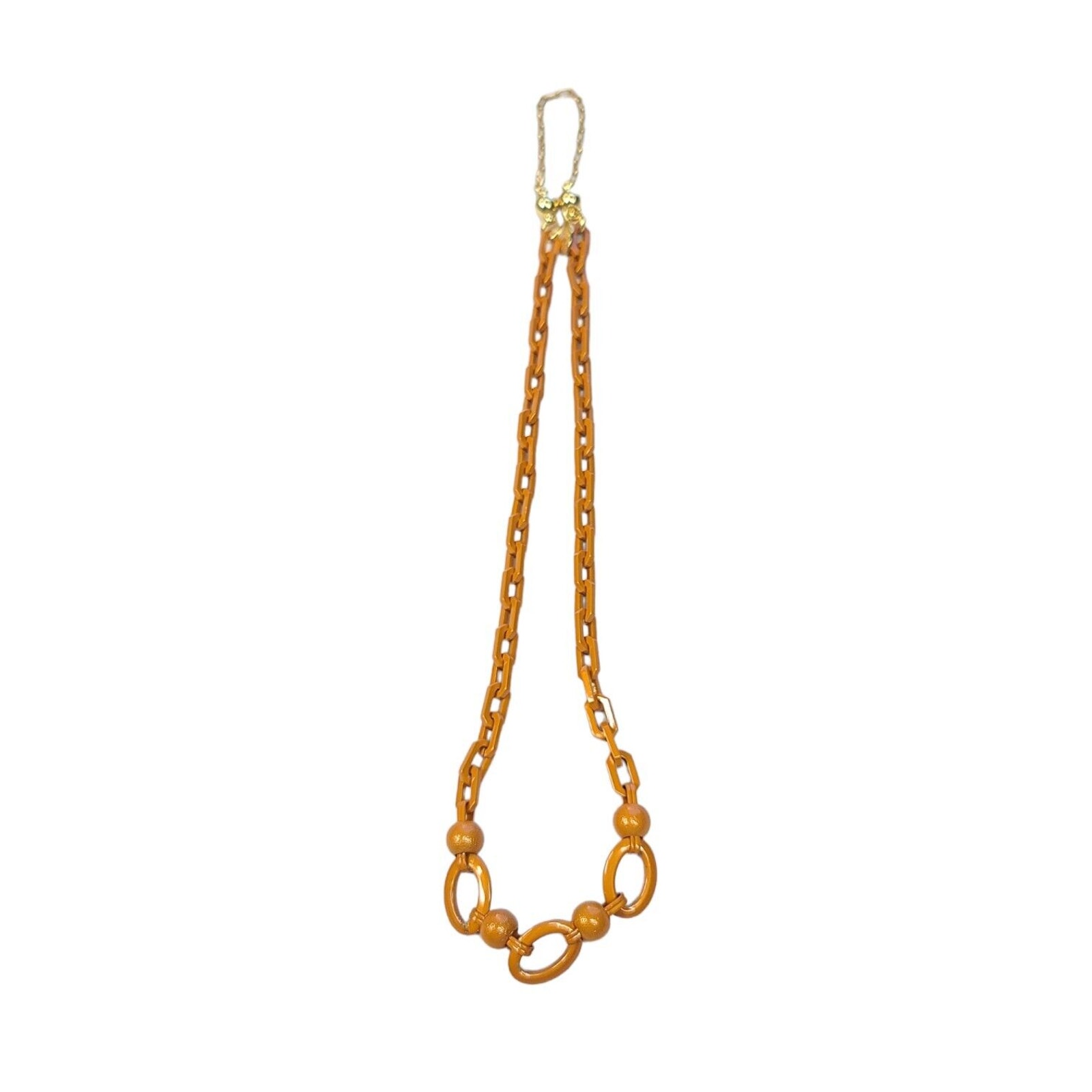 Bar Alexa Rae Melania Clara Necklace Terracotta Orange Brown Chain Metallic 16 10$